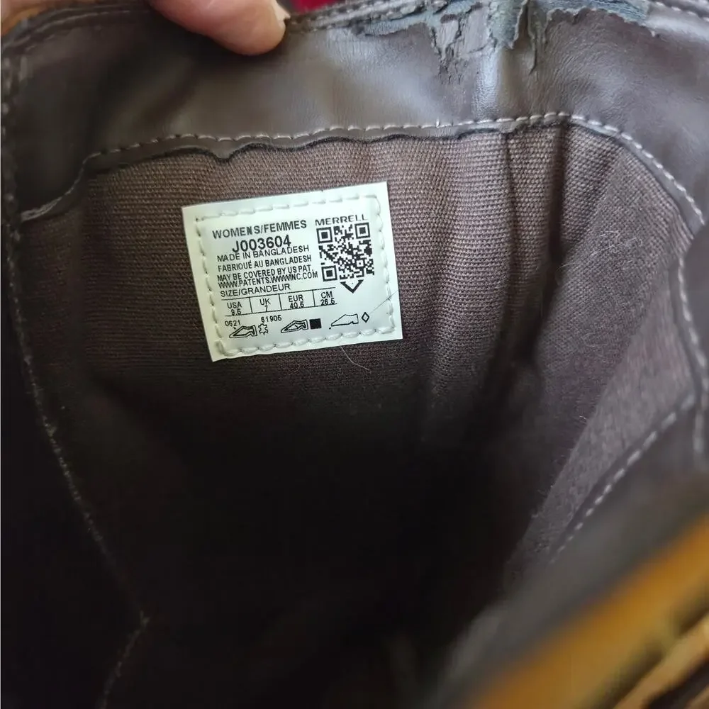 Merrell Waterproof Tan Leather Zip Up Mid Calf Boots Gorpcore Outdoors 9.5 VGUC - Picture 11 of 15
